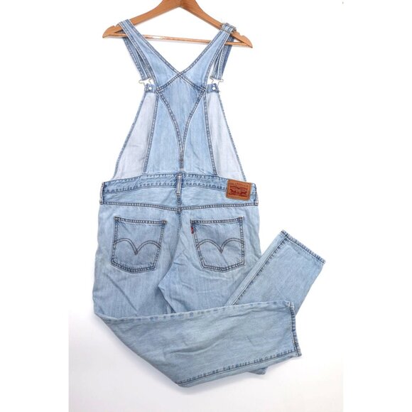 Levis Womens Light Wash Denim Overalls Bib Adjustable Straps Front Pocket Sz L - Picture 1 of 8